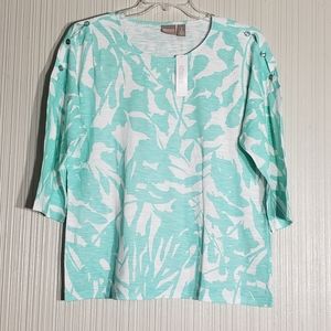 Chico's Kyra Scoop Neck Caribbean Blue 3/4 Sleeve T-Shirt, sz XL (2)